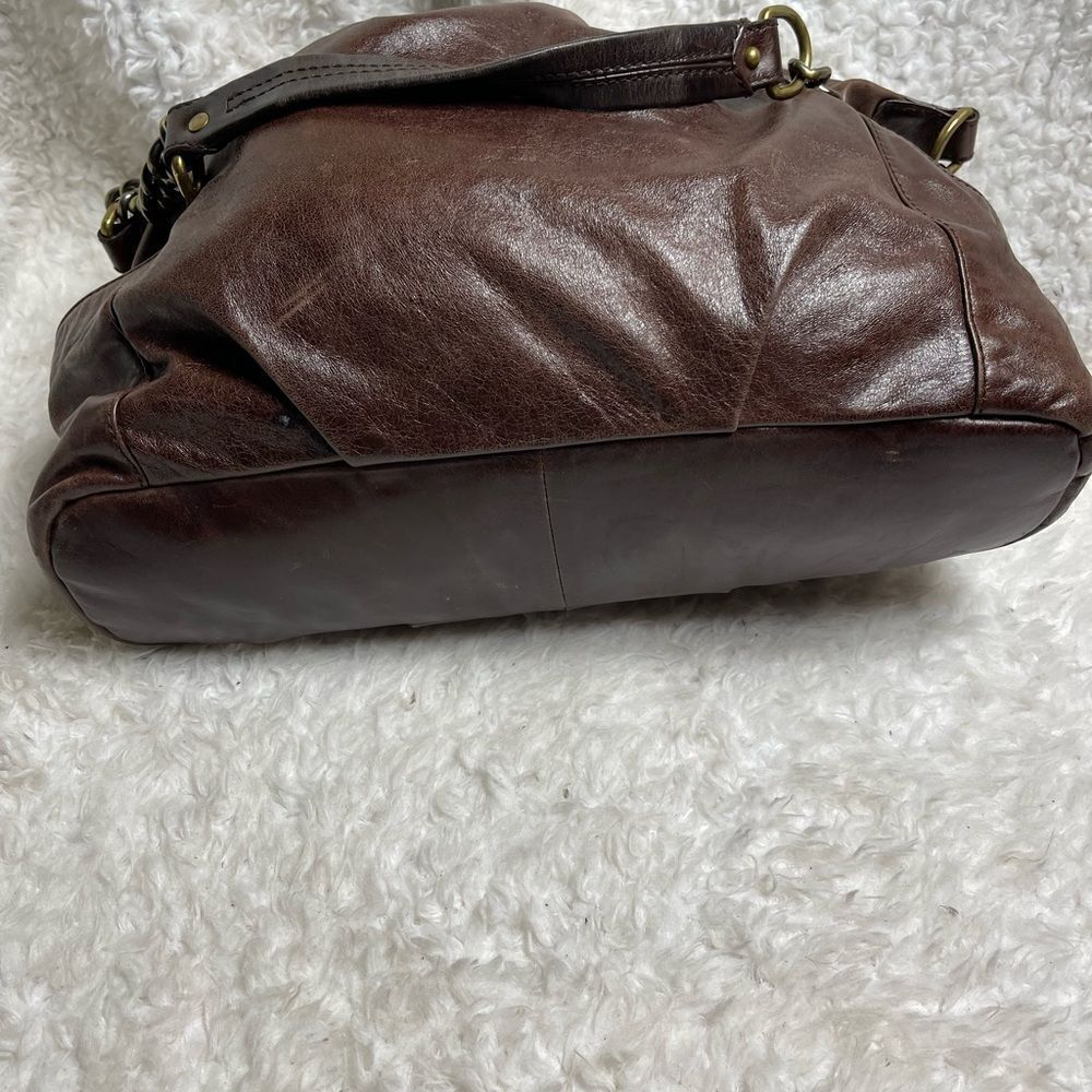HOBO International Leather distress Brown shoulder bag antique tone hardwares - Picture 6 of 11